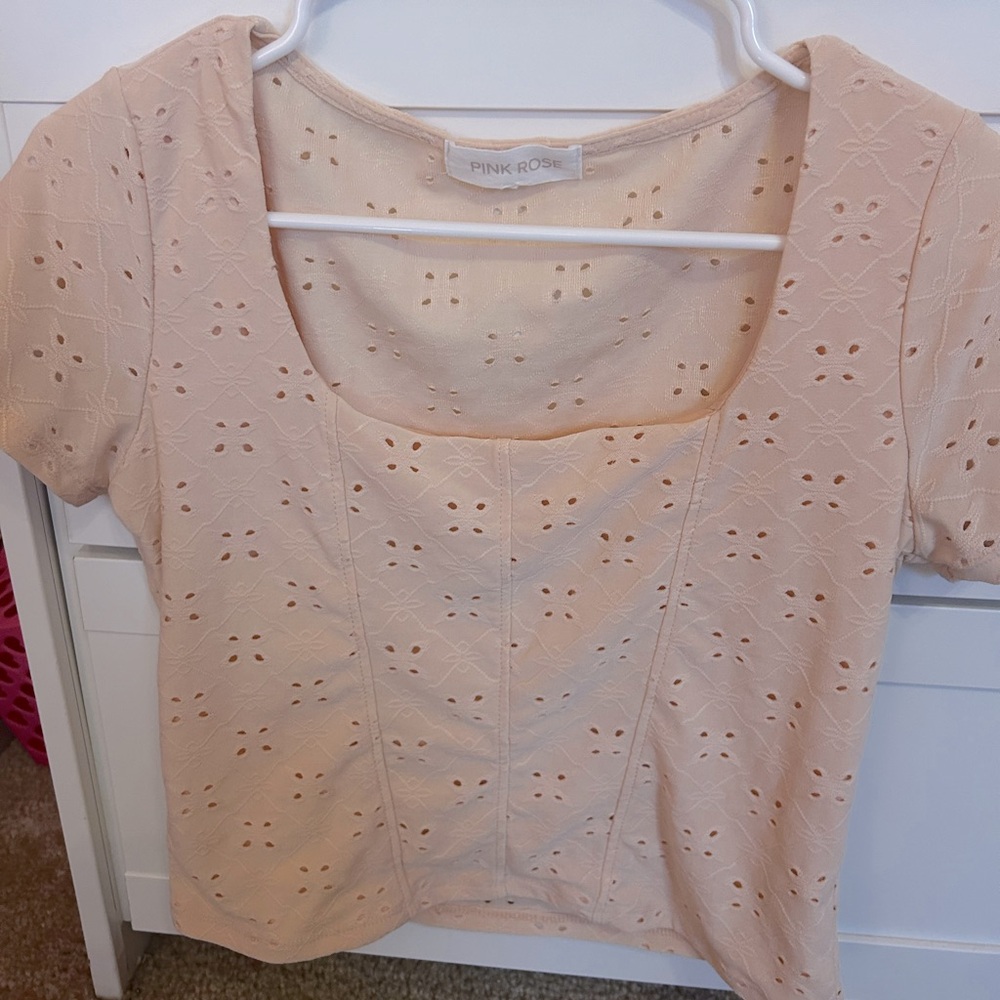 square neck eyelet crop top ! (juniors)